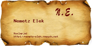 Nemetz Elek névjegykártya